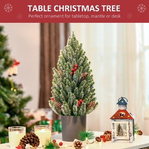 DOMETOUR 18" Tall Unlit Miniature Snow-Flocked Tabletop Artificial Christmas Tree with Pine Cones and Berries Holiday Decoration - 1 of 4