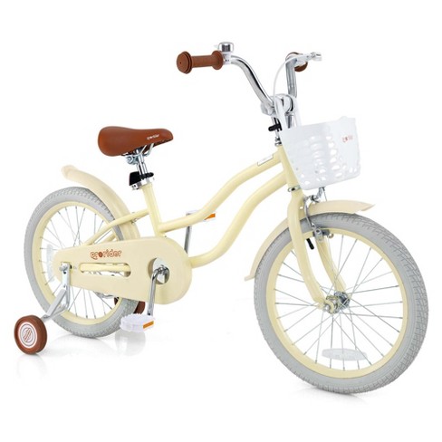 Costway 18 Kids Bike Toddler Bicycle With Training Wheel Kickstand For 4 8 Years Beige Target