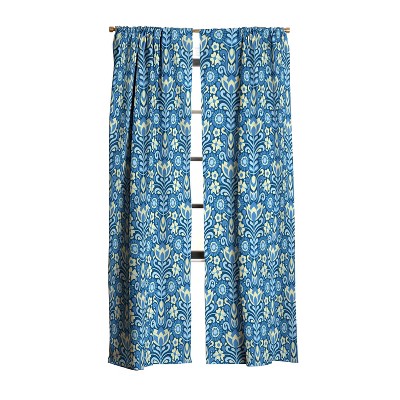 Jenean Morrison Climbing Floral Blues Set of 2 Panel Blackout Window Curtain - Deny Designs