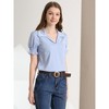 Allegra K Women's Casual V Neck Turn Down Collar Ruffle Short Sleeve Smocked Blouse - 2 of 4
