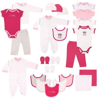 Luvable Friends Baby Girl Layette Gift Cube, Elephant, 0-6 Months