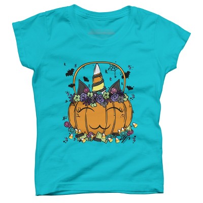Girl's Design By Humans Halloween Unicorn By Desdymona T-Shirt