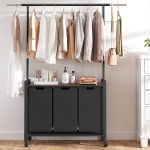 GustoWave 3 Laundry Hampers With Hanging Clothes Rack for Bathroom - 1 of 4