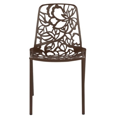 Devon Brown Aluminum Cut-Out Design Modern Outdoor Chair