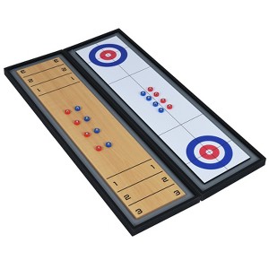 Gymax Shuffleboard & Curling 2 in 1 Board Game w/8 Rolling Pucks Wooden Shuffleboard - 1 of 1