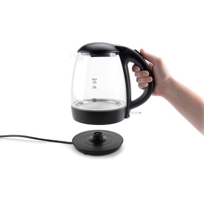 Aroma 1.2L Black Glass Electric Kettle with LED Indicator