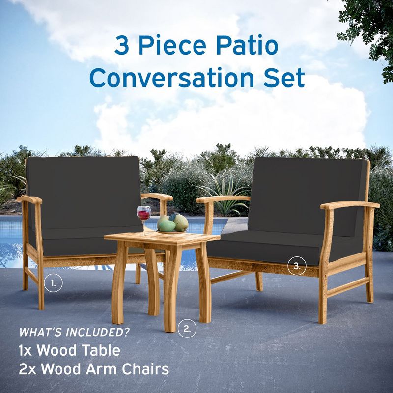 Nestl Small Patio Furniture Set, 3 Piece Outdoor Patio Bistro Set with Cushions, 3 of 7
