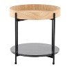 Daniella Contemporary End Table in Black Metal and Natural Wood with Black Marble Accent by LumiSource - 4 of 4