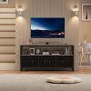 55” Black TV Stand with Grey Drawers, Dresser-Style Entertainment Center for Living Room & Bedroom Storage - 2 of 4