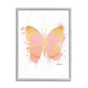 Stupell Industries Glam Pink Gold Butterfly Abstract Paint Splatter - 1 of 4