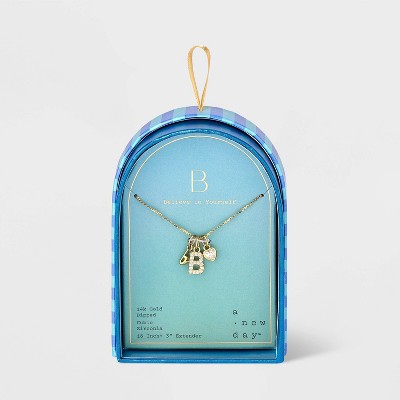 14K Gold Dipped Charm Initial Pendant Necklace - A New Day™ Gold