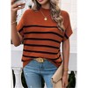 Women's Color Block Short Sleeve Sweater - Stylish Casual Knit Pullover Top with Contrast Trim - 2 of 4
