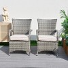 Moda Furnishings 2PCS Wicker Aluminum Outdoor Dining Armchairs with Cushions - 2 of 4