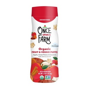 Once Upon a Farm Fruit & Veggie Puffs Apple Sweet Potato & Coconut Baby Snacks - 1.5oz - 1 of 4