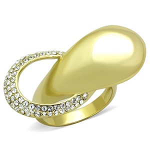 Slickblue Women's IP Gold Ring, Stainless Steel, Crossover Band Design, Clear Synthetic Crystal, size 5-10 - 1 of 4