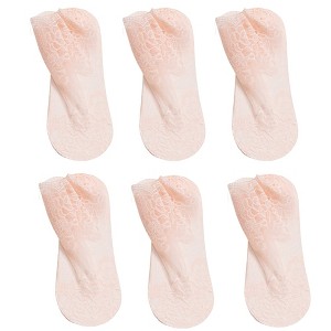 Anna-Kaci 6 Pairs Women's Floral Lace No Show Socks Lightweight Low Cut Sheer Liner with Silicone Heel Grip Elegant Invisible Design for Flats - 1 of 2