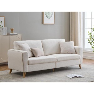 84-Inch Comfy Loveseat Sofa Couch, 3 Seater Sofa with Deep Seat, Wood Legs, Mid Century Modern Sofa Couch with Thick Cushion Bolster Pillows - 1 of 4