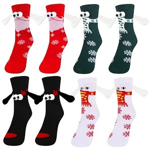 BABYYER Christmas Socks Holding Hands, 4 Pcs Magnetic Funny Long Sock, Breathable and Comfortable Xmas Holiday Gifts for Mens Womens - 1 of 4