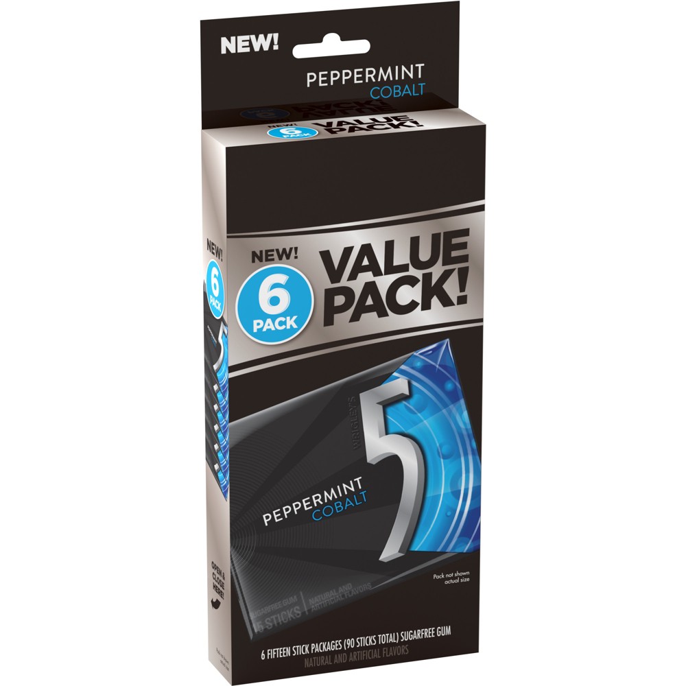 5 Gum Peppermint Cobalt Sugarfree Gum, 6 Ct