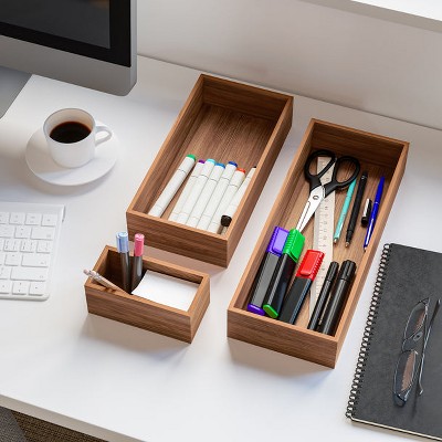 Seville Classics 10-Piece Acacia Wood Pantry Kitchen Drawer Storage Organizer Box Set — фото 6