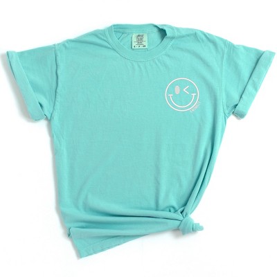 S.W.Smiley Embroidered Smiley Face Outline - Garment Dyed Tee
