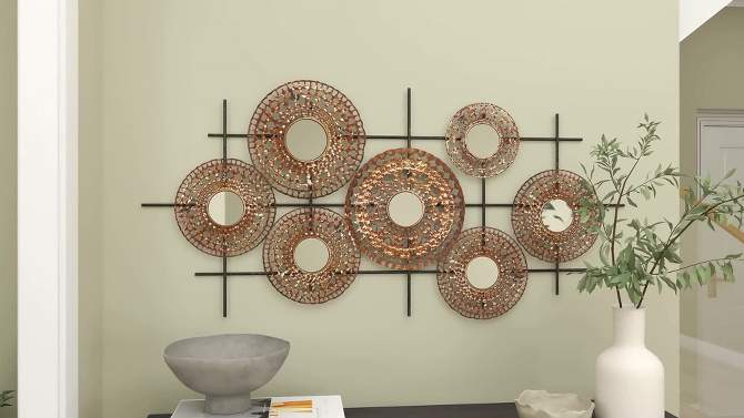 Modern Metal Abstract Wall Decor with Round Mirrored Accents Brown - Olivia &#38; May, 2 of 18, play video