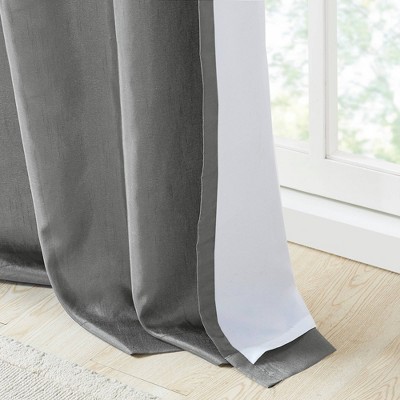 Yellow and Gray Embroidered Polyester Blackout Curtain Panel, 50" x 84"