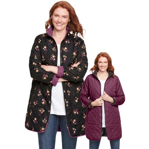 Woman Within Women s Plus Size Reversible Quilted Barn Jacket Target