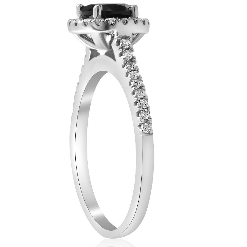 Pompeii3 1 1/3 ct Black & White Halo Diamond Engagement Ring 14k White Gold, 3 of 6