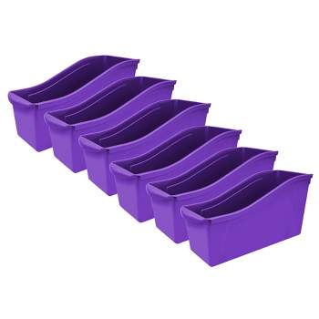Storex Large Book Bin, Purple, Pack of 6