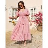 Garvee Women Plus Size V Neck Wrap Maxi Dress High Waist Ruffle Summer Casual Dress with Belt Short Sleeve - 4 of 4