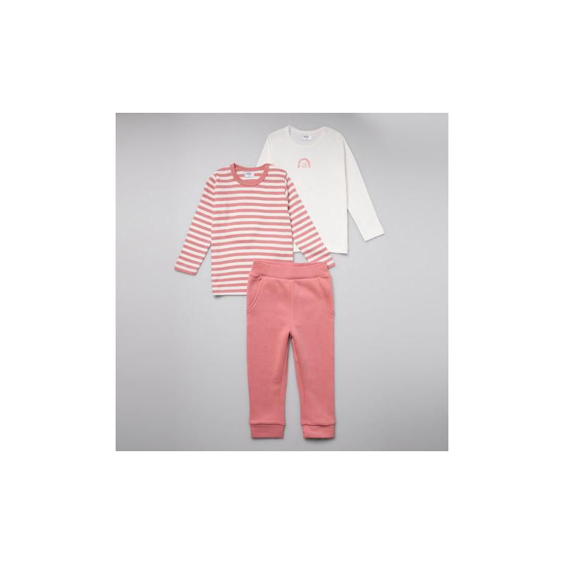 Stellou & Friends Cotton Pink and White 3 Piece Clothing Set for Newborns, Babies and Toddlers, 1 of 6
