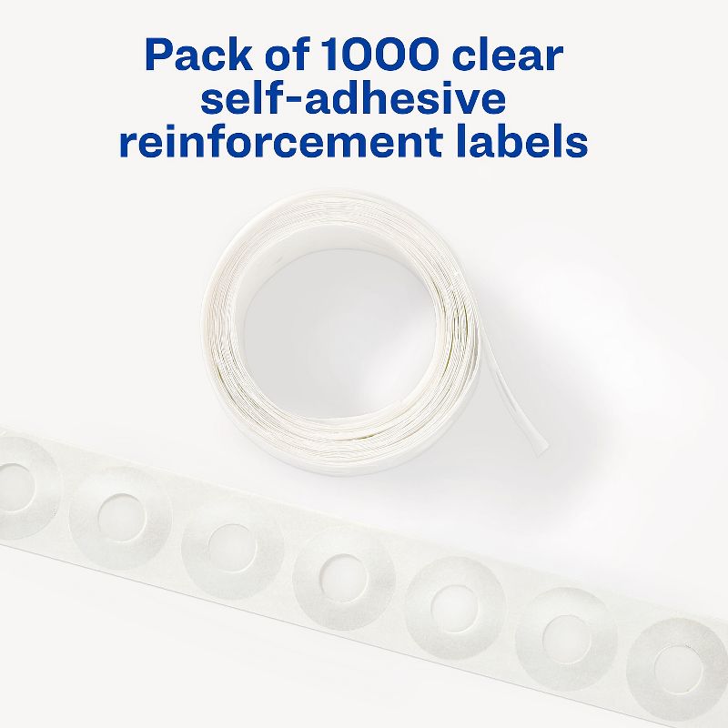 Avery Dispenser Pack Hole Reinforcements 1/4" Dia Clear 1000/Pack 05722, 3 of 9