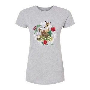 Women's - Disney - Christmas - Family In The Forest Fitted Graphic T-Shirt - 1 of 3