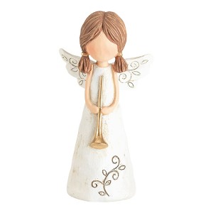 Dicksons Weathered White Angel Gold Horn 4 x 2.25 Resin Decorative Tabletop Figurine - 1 of 2