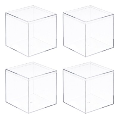 Sales Promotion!!Square Cube 4pcs Clear Acrylic Storage Boxes Organizer  Containers