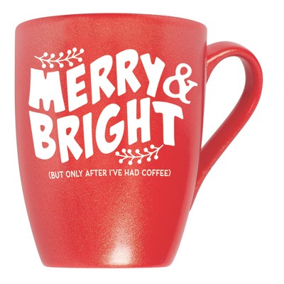Elanze Designs Merry & Bright But Only After I'Ve Had After Coffee Crimson Red 10 ounce New Bone China Coffee Cup Mug