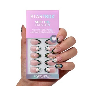 BTArtbox Press-On Nails - Green Romance - S Almond - 32ct - 1 of 4