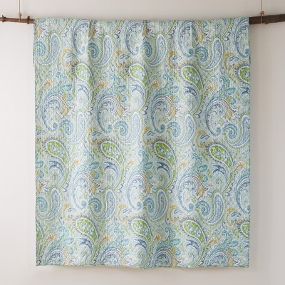 Full Blue Cotton Reversible Paisley Quilt Set