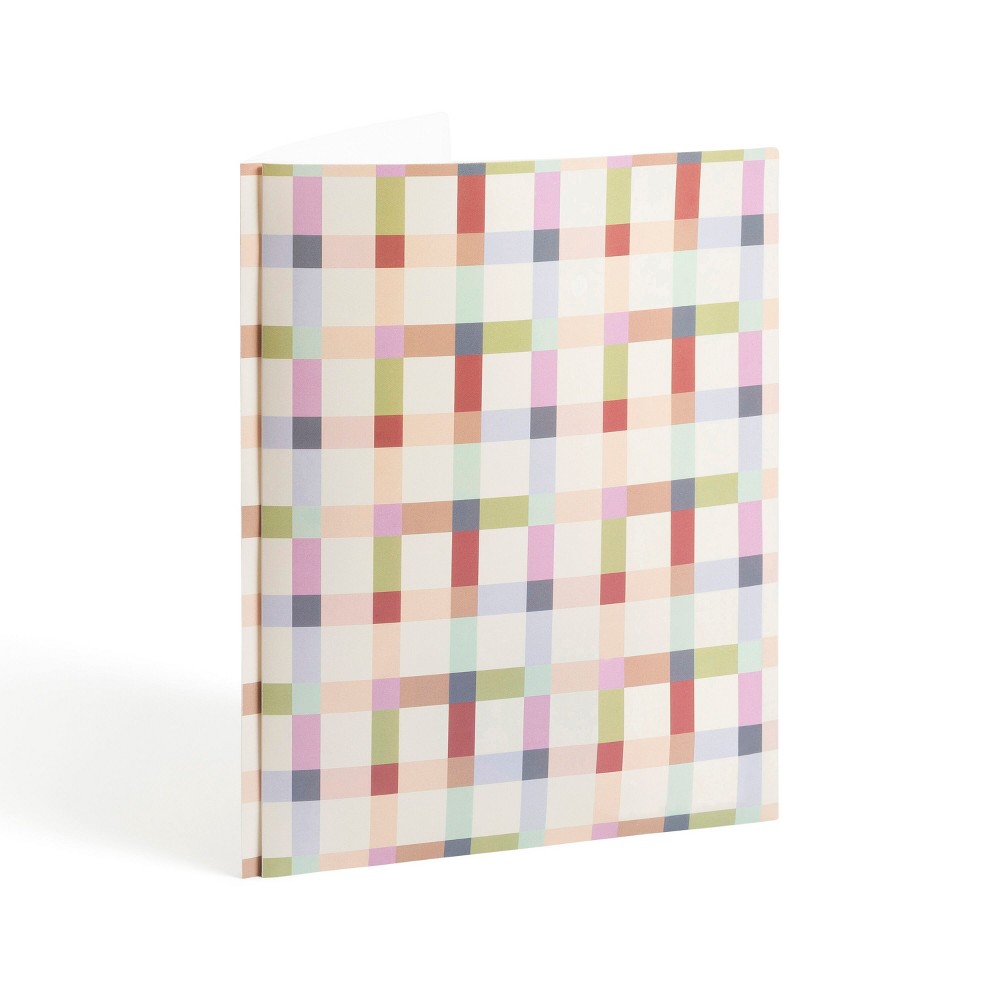U Brands 2 Pocket File Paper Folder with Prongs Preppy Pond