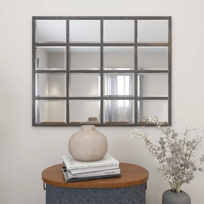 Black Window Pane Industrial Full-Length Wall Mirror 48"