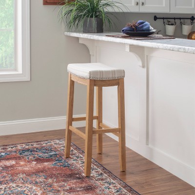 Claridge 32" Backless Rustic Brown Saddle Wood Bar Stool
