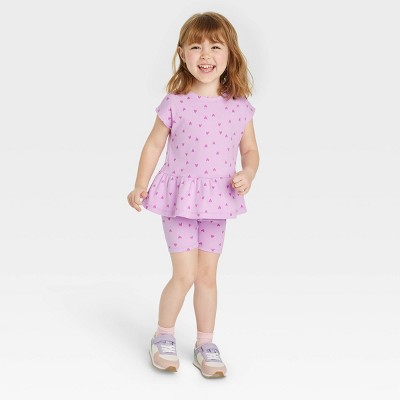 Toddler Girls' Heart Top & Bottom Set - Cat & Jack™ Purple 2T