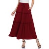 Clearlove Women Midi Skirt with Pockets Elastic High Waist A Line Lace Tiered Skirt - 2 of 4