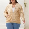 Anna-Kaci Women's Plus Size Sequin Zip-Up Bomber Jacket with Pockets - 4 of 4