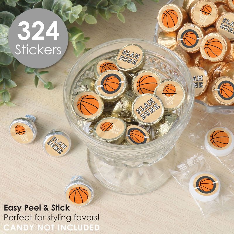 Big Dot of Happiness Nothin' but Net - Basketball - Baby Shower or Birthday Party Small Round Candy Stickers - Party Favor Labels - 324 Count, 2 of 8