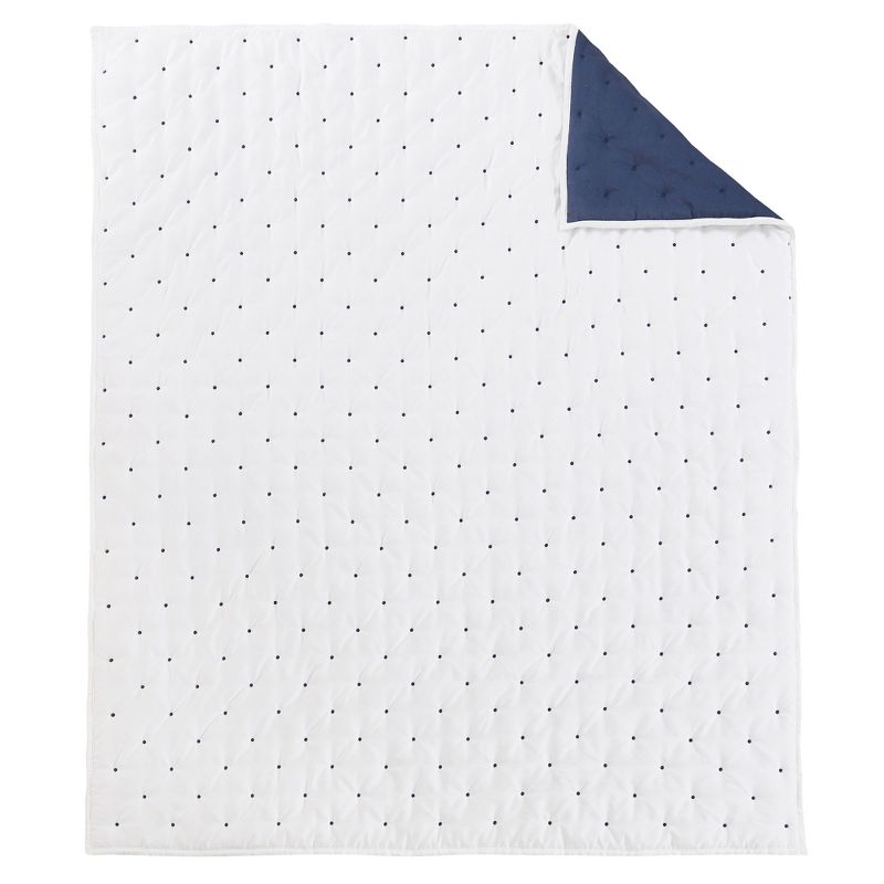 Embroidered Swiss Dot White and Navy Quilted Throw - Levtex Home, 5 of 6