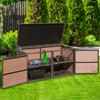 Tangkula Outdoor Rattan Storage Box Patio Wicker Storage Bin Cabinet 88 Gallon Brown - 2 of 4
