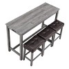 Bar Table Set with Power Outlet,Bar Table and Chairs Set,4 Piece Dining Table Set,Industrial Breakfast Table Set-Maison Boucle - 4 of 4
