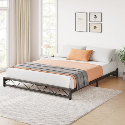 Whizmax 6 Inch Metal Platform Bed Frame with Wavy Pattern, Steel Slat Support, Mattress Foundation and No Box Spring Needed, Easy Assembly, Black